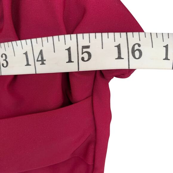 Kate Kasin Swim Dress NWT Women's Large Ruched Burgundy V-Neck Wide Strap - Picture 5 of 6